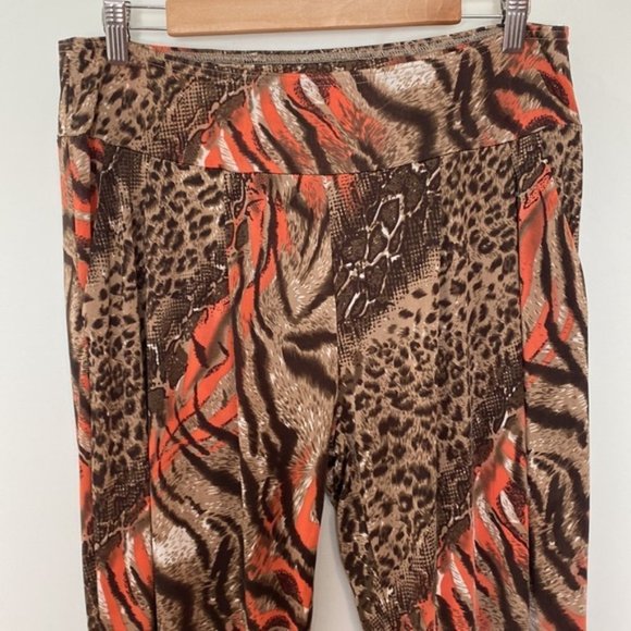 Susha Women Orange Brown Bohemian Animal Print Trouser Pants Size XL - Picture 4 of 11